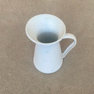 Vintage Distressed White. Metal Pitcher